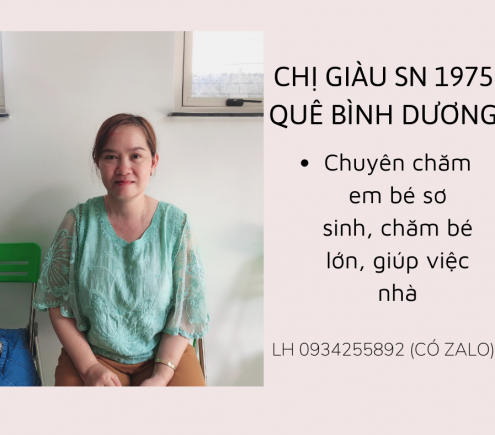 CHỊ GIÀU TÌM VIỆC LÀM CHĂM EM BÉ TỪ SƠ SINH