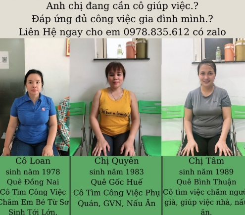 3 Ứng viên xuất săc nhất công ty em tìm việc làm giúp việc ở sài gòn