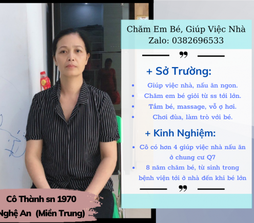 CÔ THÀNH, LÀM GIÚP VIỆC NHÀ, CHĂM BÉ.