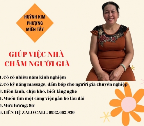 GIÚP VIỆC NHÀ-NẤU ĂN -CHĂM ÔNG BÀ