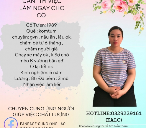 Người chuyên chăm bé sơ sinh, cần việc làm bao ăn ở, làm lâu dài