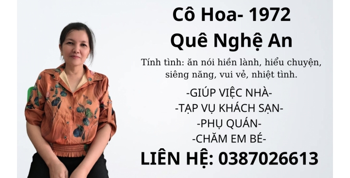 CHĂM EM BÉ - GIÚP VIỆC NHÀ- PHỤ QUÁN-TẠP VỤ KHÁCH SẠN