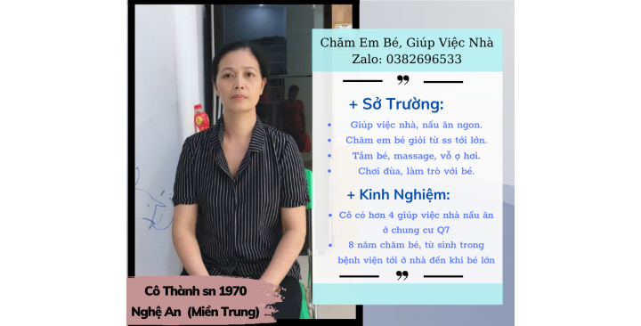 CÔ THÀNH, LÀM GIÚP VIỆC NHÀ, CHĂM BÉ.