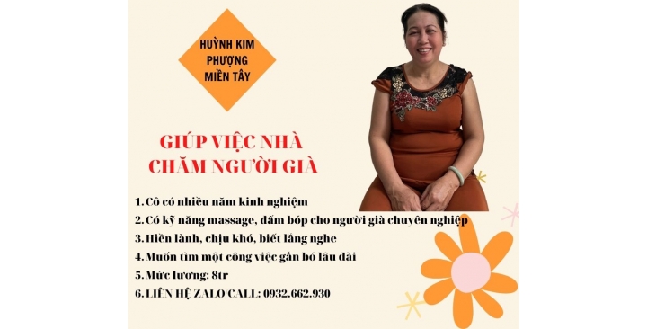 GIÚP VIỆC NHÀ-NẤU ĂN -CHĂM ÔNG BÀ